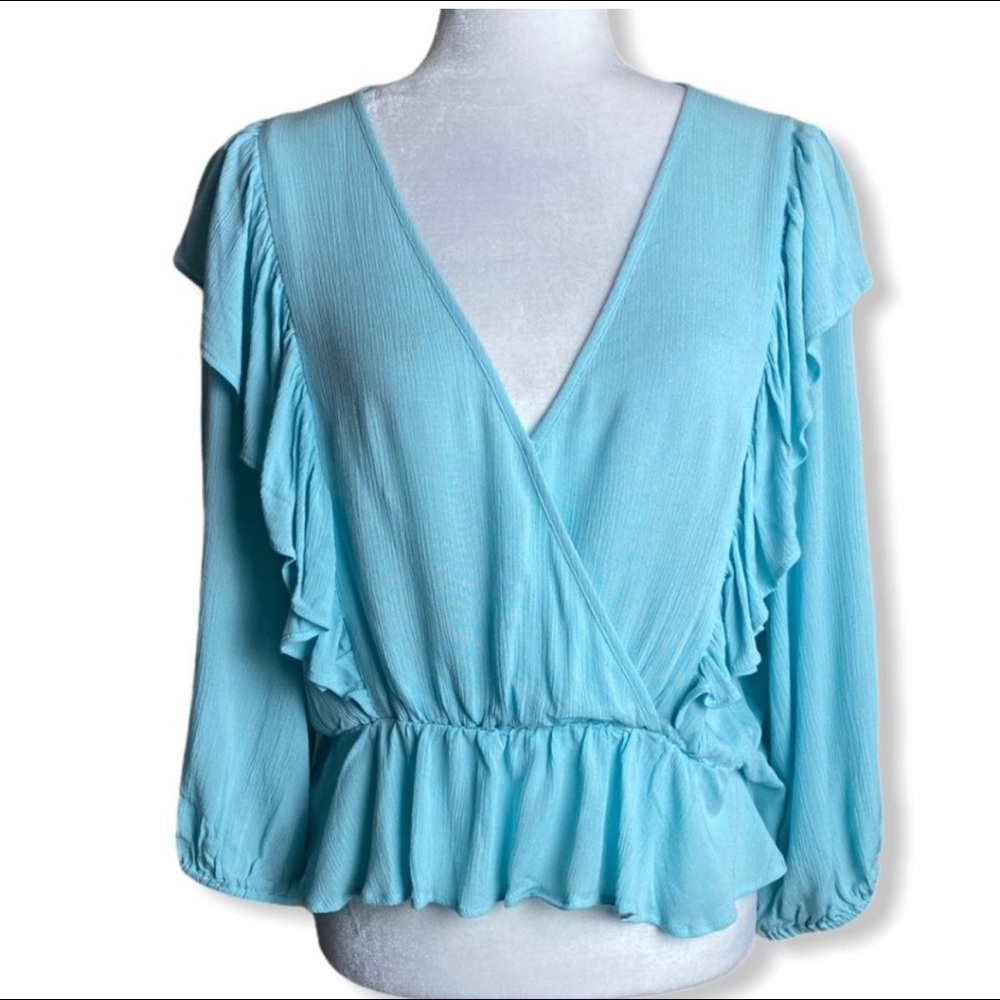 NWT BCBGeneration Ruffled Crossover Blouse
